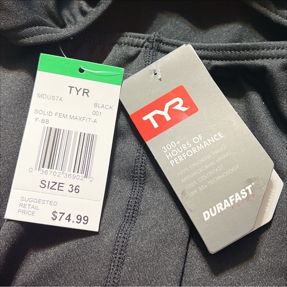 TYR SPORT Durafast Elite Solid Maxfit-A Swimsuit Women's Size 36 Black NWT - Picture 6 of 6